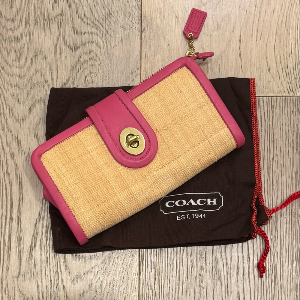 Coach Pink and Tan Women's Wallet